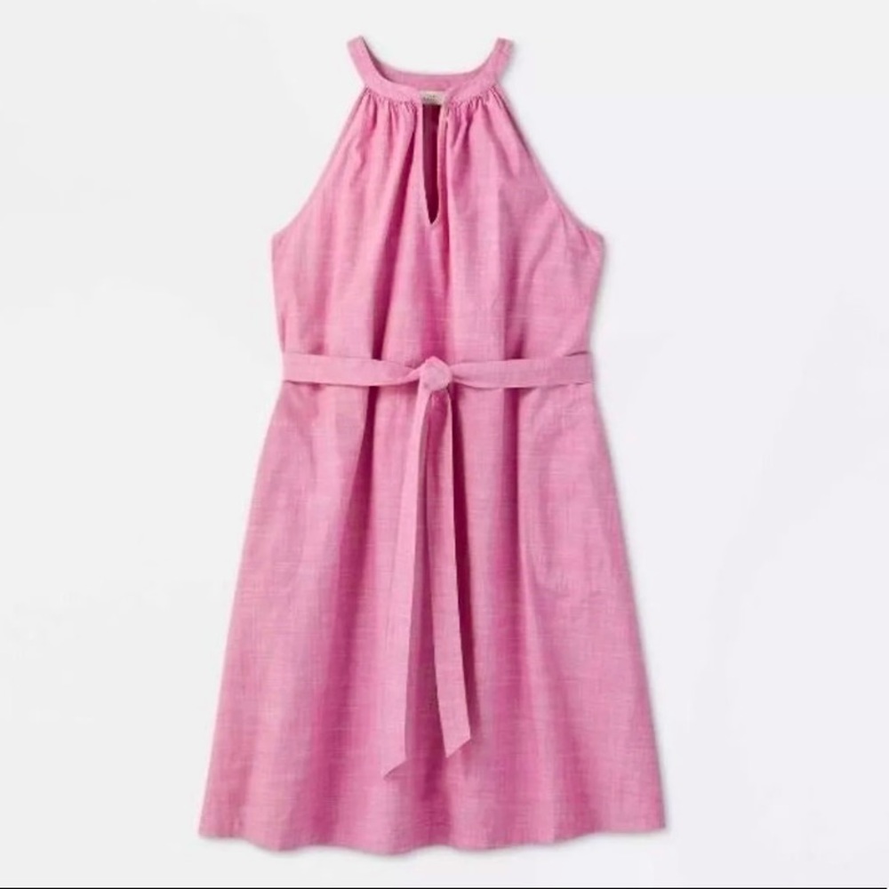 Target A New Day Sleeveless Dress Belted Pockets Purple